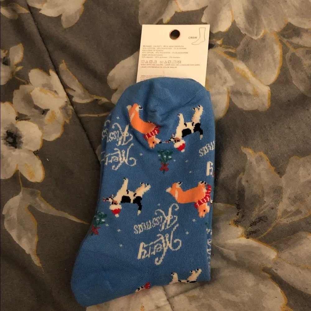 American Eagle Christmas Dog Crew Socks